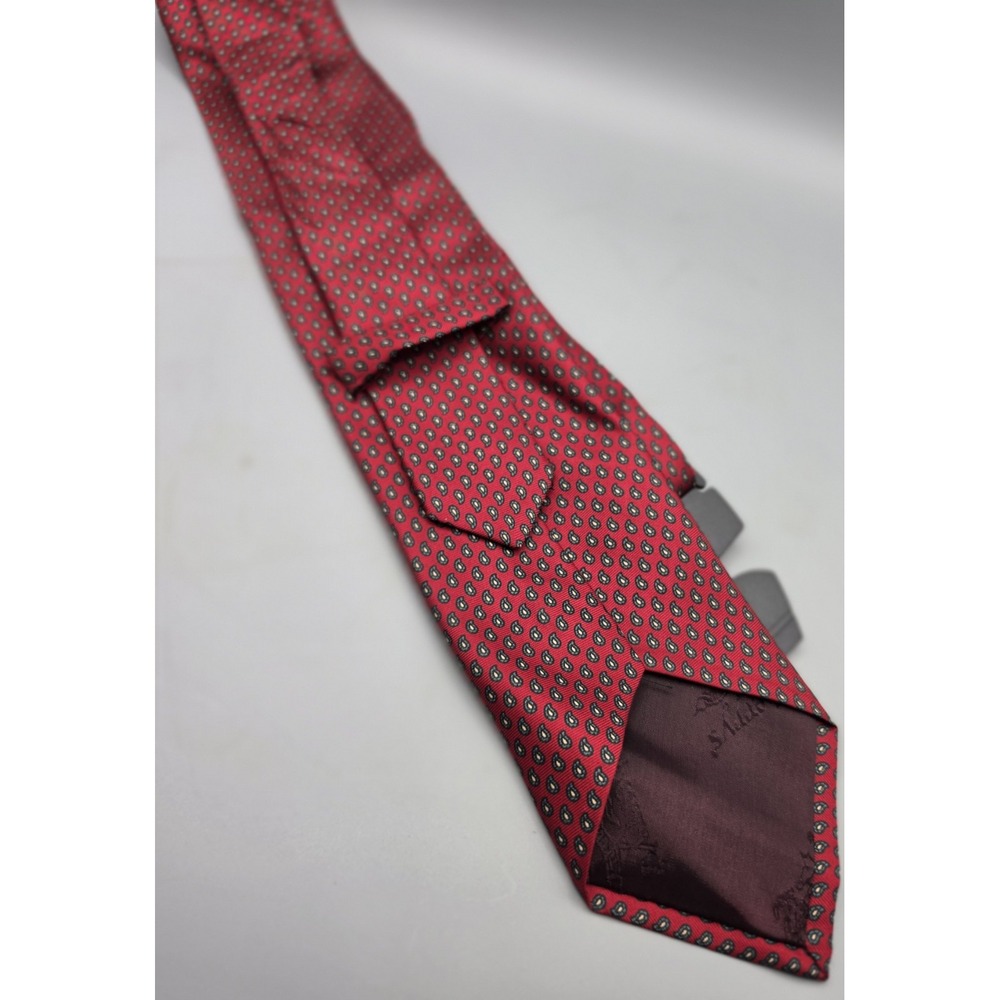 Vintage Burberrys London Silk Tie Red Micro Paisley Made England 3.5" Necktie - Picture 8 of 9